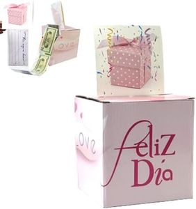 Caja para Regalar Dinero y Mejores Deseos. Regalar Dinero en Bodas, Ideas Dar Dinero Comunión Caja Sorpresa Dinero. Regalar Dinero cumpleaños. Cofre de Dinero (M4 Pink Hearts)