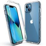 ULAK Shockproof Case Compatible with iPhone 13 Heavy Duty Rugged Dual Layer Bumper Cover Transparent Protective Phone Case Compatible with iPhone 13 6.1 inch - Clear