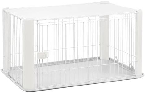 Iris Ohyama, Parc pour Chien Intérieur, Extérieur avec Porte Verrouillable, H60cm, Blanc, avec Toit Détachable, Cloture, Enclos, Cage, Chenil, en Grille, pour Chat, Chiot, Lapin, Plastique, CLS-1130