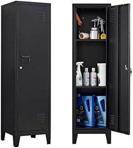 iCHENGGD Metal Cabinet Steel Storage Cabinet with Locking Door and 2 Adjustable Shelves, 54”H x 15" W x 15" D Small Metal Locker Cabinets for Office, Home, Garage, Warehouse