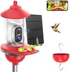 SOLIOM Humbirdy BF06 Hummingbird Feeder with Camera Solar Power, 2K Live Video, Ant Guard Pole Holder, Auto Detect, Smart AI Hummingbird Feeder Camera for Humming Bird Lover (20 oz)