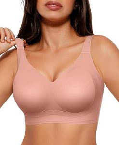 SHAPELLX Pink Minimizer Bra Wireless Bras Comfort No Underwire Seamless Push Up Bra (Pink Medium)