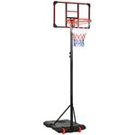 SPORTNOW Height Adjustable Basketball Hoop and Stand for Kids with Sturdy Backboard and Weighted Base, Portable on Wheels, 1.8-2.1m