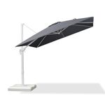 PURPLE LEAF 2.7 X 2.7 M Garden Cantilever Parasol, Large Square Patio Umbrella with White Frame, Crank Handle and Tilt for Balcony and Outdoor, Light Grey