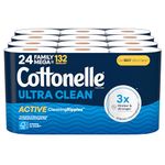 Cottonelle Ultra Clean Toilet Paper, 24 Family Mega Rolls, Strong Bath Tissue (Equals 132 Regular Rolls)