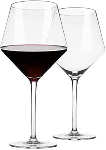 Sipologie Burgundy Large Wine Glass Set of 2- Hand Blown Lead-Free Crystal Glass, Ultra Thin Rim, Long Stem | Red Wine Drinking Glass - Modern Design - 700ml, Red Wine Glasses Set of 2