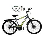 Hercules Redeem Mountain 26T MTB Bike | Dual Disc Brake | Front Suspension | Single Speed Cycle | Integrated Carrier(IBC) | 85% Semi-Assembled | Men Women Boys | Age 13+Years | Grey