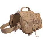 EXCELLENT ELITE SPANKER Dog Pack Hound Dog Saddle Bag Backpack for Travel Camping Hiking Medium & Large Dog with 2 Capacious Side Pockets (M, Coyote Brown)