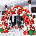 BONROPIN Christmas Balloon Garland Arch kit with Christmas Red White Candy Balloons Gift Box Balloons Red Star Balloons for Christmas Party Decorations