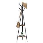 VASAGLE Rack Stand, Coat Tree, Hall Tree Free Standing, Industrial Style, with 2 Shelves, for Clothes, Hat, Bag, Hazelnut Brown and Black RCR016B01