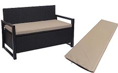 Crescent Textile 100% Waterproof Garden Bench Cushion 2/3/4 Seater Outdoor Long Bench Seat Pad for Lawn & Garden, Patio, Office, Coffee Shop with Removable Cover (3 Seater 140cm x 51cm x 5cm, Cream)