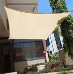 FREDDO HDPE Fabric Sun Shade Sails 90-95% Protection from Sun & UV Rays Ideal for Car Parking, Outdoor Garden, Balcony, Patio, Sand Color, 9.5 ft x 13 ft, Pack of 1 Piece