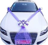 BWGHBH Car Jewelry Bride Couple Rose Deco Decoration Car Jewelry Wedding Car Auto Wedding Decoration Garland (Purple)