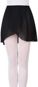 EASTBUDDY Ballet Wrap Skirt Chiffon Dance Skirt with Elastic Waistband for Girls&Women Black Medium