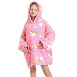 Hoodie Blanket Sweatshirt Oversized Warm Fluffle Blanket Giant Hoodie and Huge Pocket for Boys Girls One Size Fits All Rainbow Horse