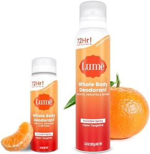 Lume Invisible Spray Deodorant For Women Two Pack - Full Size & Mini Whole Body Deodorant Spray - 72 Hr Odor Control - Aluminum & Baking Soda Free - 2 Piece Bundle - 3.6 oz & 1.0 oz (Clean Tangerine)