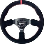 OCC MOTORSPORT FLAT BOTTOM STEERING WHEEL REVENGE MODEL ALCANTARA BLACK ARMS - CAR FLAT DISH STEERING WHEEL - 350MM (14 INCH)