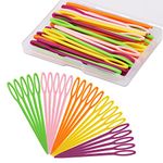 LUNARM 50PCS Plastic Sewing Needles, Large Eye Plastic Yarn Needles for Kids, 9cm/3.54inch Plastic Needles for Yarn and Craft Plastic Embroidery Needle for DIY Sewing Handmade Crafts