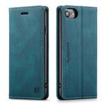 LOLFZ Wallet Case for iPhone SE 2022 iPhone SE 2020 iPhone 7 iPhone 8 iPhone 6 iPhone 6S, Magnetic Flip Leather Case with RFID Block Card Slots Kickstand Shockproof Protective Cover - Blue