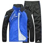 November's Chopin Men's Fitted Exercise Tracksuit Set 2 Pieces Full-Zip Casual Jogging Athletic Workout Sweat Suits (6855-Blue, Small)