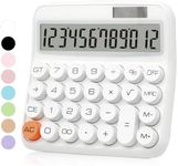 UPIHO White Calculator, Standard Calculator 12 Digit with Large LCD Display and Big Buttons,White Office Supplies and Desk Accessories,Cute Calculator for Home, Office, School, Class and Business