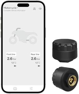 OBEST Motorcycle TPMS Bluetooth Tire Pressure Monitoring System with 2 External Sensors, Real-Time Temperature Pressure Monitor Alarm, Compatible with iOS and Android