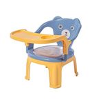 Skylofts Plastic Baby Chair with Cushioned Seat & High Backrest Feeding Chair for Baby with Removable Tray Chair for Kids (6months -4 Years) (Blue)