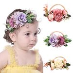 Joyeee Baby Girls Headbands Flowers Hairbands, 3 PCS Soft Nylon Elastics Synthetic Headbands, Photographic Accessories, Newborn Infant Toddler Hairbands Polygonal Flower Hair Accessories