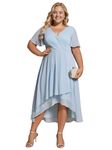 Ever-Pretty Women's A Line Curvy Pleated Chiffon Plus Size Semi Formal Dress, A-sky Blue, 26