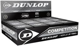 Dunlop Squash Balls Competition Yellow, 12 Balls, for Beginners and Advanced Players – Slow Speed