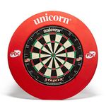 Unicorn Dartboard & Backboard Surround | Striker | Sisal Bristle Board & Lightweight Injection Moulded EVA Plastic Surround | with 2 Sets of Darts, Black/White/Red/Green