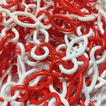 Rahul Professionals Safety Barrier Cone Chain S Hook Type Safety Red And White PVC Chain Plastic Barrier Safety Cone Chain For Construction (10 Meter)