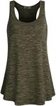 Cestyle Tunic Tops for Leggings for Women,Summer Exercise Sleeveless Loose Blouses Juniors Active Ruched Front Long Tank Shirts Olive Green Size 16