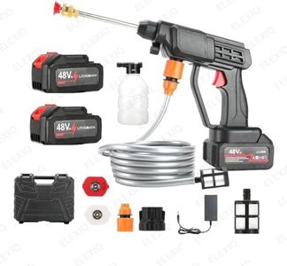 Elexiq 48V Portable Pressure Washer with Rechargeable Battery Cordless Pressure Washer Gun Cordless Power Washer Gun | Handheld Pressure Washer for Car Floor Cleaning (Double Battery)