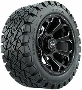 GTW 14 Inch Golf Cart Wheels and Tires Combo | Matte Black Raven Wheels on 22x10-14 Timberwolf All Terrain Tires | Set of 4 (Matte Black)