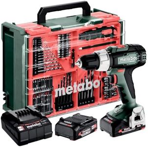 Metabo 614053940 SB 18 L Combi Drill, 2 x 18V 2.0Ah Li-ion, SC 36 Charger, + 78 PCE Accessory Set
