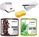 CUVLY Wax Kit Wax Heater Machine Waxing Kit Combo Wax Machine Chocolate Cream Wax (550 gm) Aloe Vera (550 gm) Strips (70pcs) Spatula(Kinfe),Sponge) | Hair Removal Waxkit (Waxing KIt)