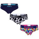 OddBalls | Womens Briefs Multipack | 3 Pack | Womens Underwear | Knickers | Cotton Bikini Briefs | Cowboy Blues Bundle | Size 10