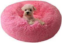 BODISEINT Modern Soft Plush Round Pet Bed for Cats or Small Dogs, Mini Medium Sized Dog Cat Bed Self Warming Autumn Winter Indoor Snooze Sleeping Cozy Kitty Teddy Kennel (S(19.7”Dx7.9 H, Hot Pink)