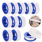 10 Rolls Teflon Tape, 0.59 x 393 inch PTFE Tape Thread Seal Plumbers Tapes Pipe White Seal Tape for Plumbing Stop Leaks Shower Heads Sink Drain Pipe Thread Sealing