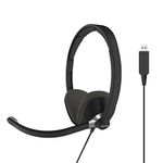 Koss CS300-USB Double-Sided On-Ear Communication Headset, Noise Cancelling Electret Microphone, Flexible Microphone Arm, Wired with USB Plug, Black