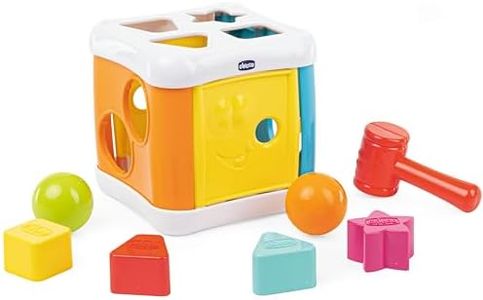 Chicco Cubo Incastra e Martella 2 in 1, Gioco Educativo per Bambini 10 Mesi - 3 Anni, con 4 Forme Geometriche, 2 Sfere e Martello Giocattolo, Multiattività
