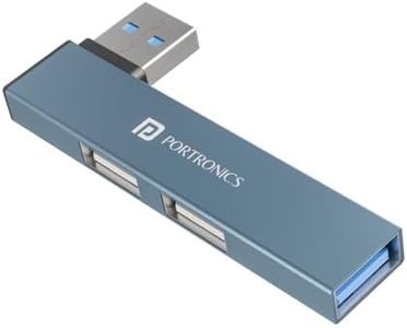 Portronics Mport Mino A USB 3.0 Hub (3-in-1) with USB 3.0 SuperSpeed, Compact L-Shape Design, 2-Port USB 2.0 High-Speed, USB Plug, Metal Alloy Body, for Laptop, PC, Mac (Grey)