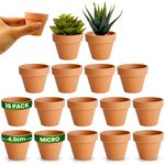 Green Thumbz Terracotta Plant Pots - 4.5cm x 16 Pack Small Terracotta Plant Pots - Multi Purpose Mini Terracotta Pots for Plants, Flowers, Candle Making, and Painted Art