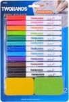 TWOHANDS Dry Erase Markers Ultra Fine Tip with 2 Eraser,0.7mm,Low Odor,Extra Fine Point,11 Assorted Colors,Whiteboard Markers for School,Office,Home,or Planning Whiteboard,20543