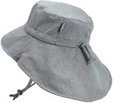 JAN & JUL Baby Boy Swim Sun-Hats with Neck Flap, Summer Cap (S: 0-6 Months, Grey)