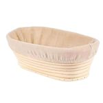 Hoquare 21cm Oval Bread Proofing Basket Ellipse Natural Rattan Sourdough Proving Basket Banneton Dough Baking Mold with Cloth Liner 21x15x8cm for Professional Home Bakers Starter Kit