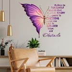 Large Inspirational Butterfly Wall Decals Stickers, Motivational Saying Positive Peel and Stick Wall Art Decals for Women Girls Bedroom Living Room Office Wall Decor (Purple)