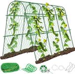 Cucumber Trellis for Garden, 63″ x 45″ U-Shaped Garden Trellis for Climbing Plants Outdoors with Climbing Net, Metal Detachable Arch Plant Support Vegetable Trellis