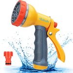 BABADU Garden Hose Spray Gun - 10 Multi Patterns Hose Pipe Spray Gun,Anti-Leaking Hose Nozzle, Garden Watering Hose Gun (Orange-Yellow)